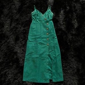 Lulus Green Button-Front Midi Dress